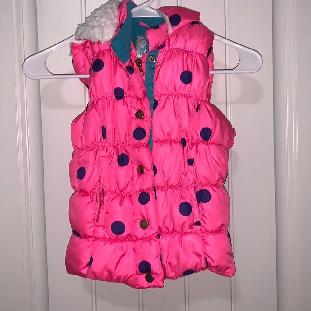 Double Deer Girl's Pink Puffer Vest - Small size 6/6x